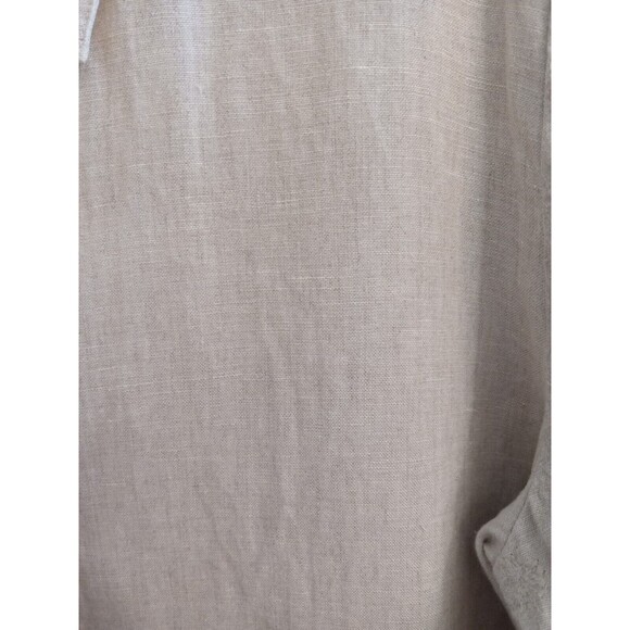 Richard Malcom Irish Linen Button Up Top Women M. Beige Floral Embordered Sleeve - Picture 9 of 15